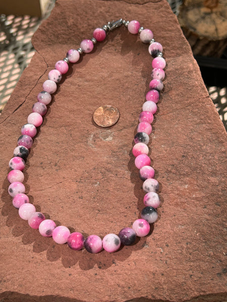 Genuine Persian Jade 10mm stone bead necklace, 19” long.  Hypoallergenic surgical steel clasp and beads.  SR1094 FREE SHIPPING IN THE CONTINENTAL USA.