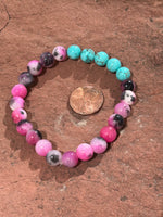 Genuine Persian Jade & Turquoise/howlite 8mm stones elastic bracelet.  SR1095 FREE SHIPPING IN THE CONTINENTAL USA.
