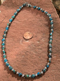 Lab Mexican Calcite 6mm stone necklace with hypoallergenic surgical steel beads and clasp. 18” long.  SR1100 FREE SHIPPING IN THE CONTINENTAL USA.