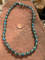 Lab Mexican Calcite 8mm stone necklace with hypoallergenic surgical steel clasp and beads.  SR1099