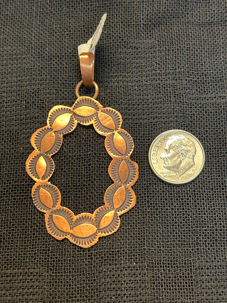 Navajo handcrafted solid copper pendant.  LZ568