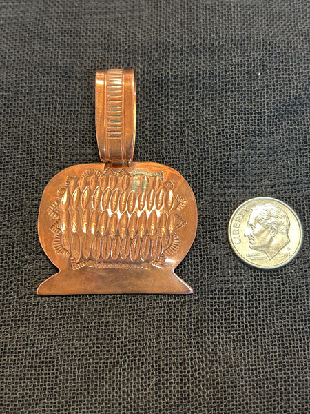 Navajo handcrafted solid copper pendant.  LZ612
