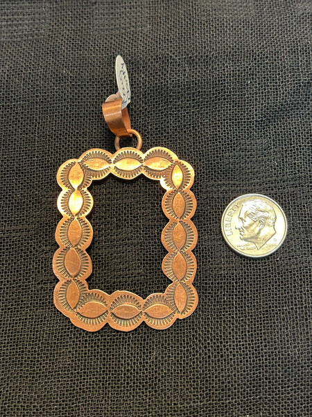 Navajo handcrafted solid copper pendant.  LZ613