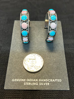Navajo handcrafted sterling silver earrings with genuine turquoise and conch shell..  SR1103