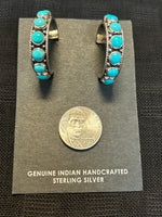 Navajo handcrafted sterling silver and genuine turquoise earrings. SR1105
