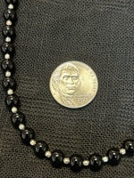 Handcrafted genuine black onyx stones with sterling silver necklace.  SR1111 FREE SHIPPING IN THE CONTINENTAL USA.