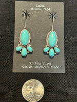 Navajo Handcrafted sterling silver earrings with genuine turquoise.  LZ629