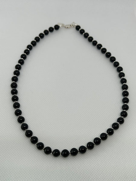 Handcrafted black onyx and sterling silver necklace, 19” long. SR1117 FREE SHIPPING IN THE CONTINENTAL USA.