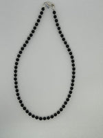 Handcrafted Black Onyx (4mm beads) and sterling silver necklace, 15” SR1114 FREE SHIPPING IN THE CONTINENTAL USA.