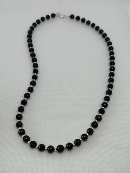 Handcrafted black onyx and sterling silver squares necklace. 18” long. SR1116 FREE SHIPPING IN THE CONTINENTAL USA.