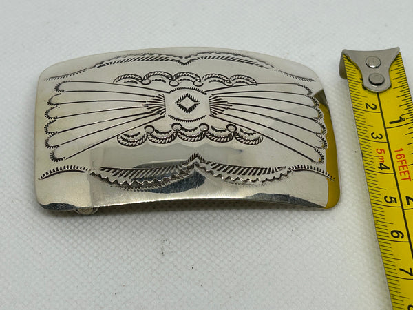 Navajo handcrafted sterling silver belt buckle  LZ685