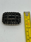 Navajo handcrafted sterling silver with genuine black onyx belt buckle.  LZ674