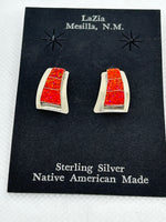 Zuni handcrafted sterling silver with genuine stones and shell earrings.  LZ767