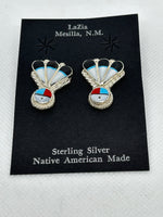 Zuni handcrafted sterling silver with genuine stones and shell earrings. LZ764