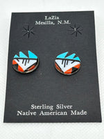 Zuni handcrafted sterling silver with genuine stones and shell earrings.  LZ762