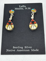 Zuni handcrafted sterling silver with genuine stones and shell earrings.  LZ760