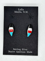 Zuni handcrafted sterling silver with genuine stones and shell earrings.   LZ756