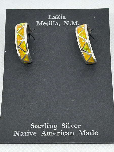 Zuni handcrafted sterling silver with genuine stones and shell earrings.  LZ742