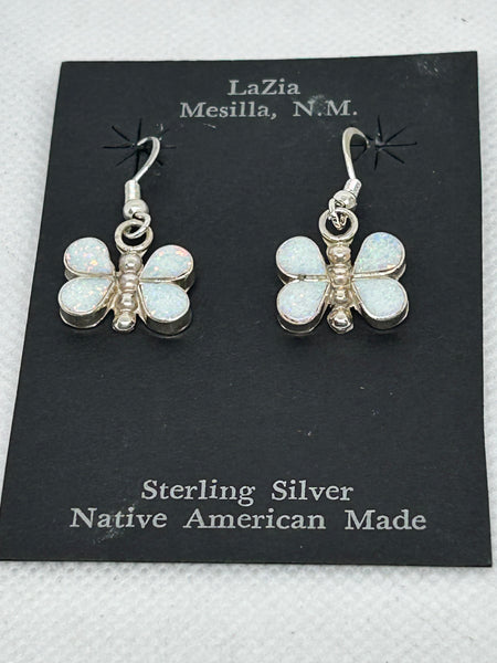 Zuni handcrafted sterling silver with genuine stones and shell earrings. LZ 735