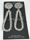 Navajo handcrafted sterling silver earrings by Eugene Charley.  LZ628