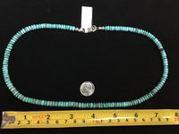 Natural Gem Quality Turquoise necklace. Almost 20” long.  Sterling silver  JK-7 FREE SHIPPING IN THE CONTINENTAL USA.
