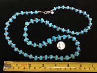 Persian style natural turquoise necklace, 27”, sterling silver beads. A.S.  PER02 FREE SHIPPING IN THE CONTINENTAL USA.