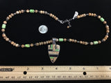 Navajo handcrafted sterling silver necklace with genuine stone inlsy and beads, LZ328