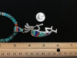 Navajo handcrafted sterling silver necklace with reversible Kokopelli pendant.  LZ294