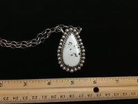 Navajo handcrafted sterling silver necklace with White Buffalo stone.  LZ313