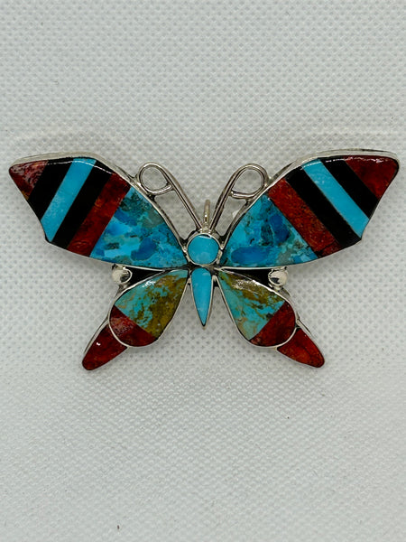 Zuni handcrafted sterling silver pin/pendant by Angus Ahiyite.  LZ871