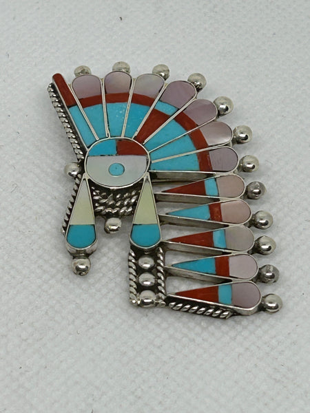 Zuni handcrafted sterling silver pin or pendant.  LZ880