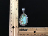 Navajo handcrafted sterling silver with genuine turquoise stone.  LZ299