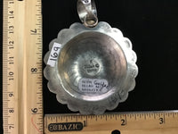 Navajo handcrafted sterling silver, genuine turquoise pendant, LZ073. 3” top to bottom.