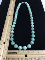 Peru turquoise necklace with sterling silver, 10 mm stones, 19” long.  SR2001 FREE SHIPPING IN THE CONTINENTAL USA.