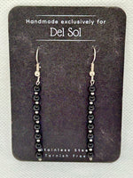 Black Onyx Earrings In hypoallergenic stainless steel.  EP102. Free Shipping in Con’t USA.