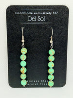 Gold Vein Green Howlite earrings in hypoallergenic Stainless steel.  EP103 FREE SHIPPING IN THE CONTINENTAL USA.
