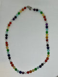 Rainbow Agate necklace with hypoallergenic stainless steel beads and clasp.  20”. EP111 FREE SHIPPING IN THE CONTINENTAL USA.