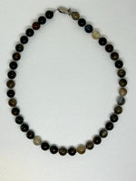 Genuine Smokey Onyx necklace with hypoallergenic stainless steel beads and clasp.  15.5”.  EP113FREE SHIPPING IN THE CONTINENTAL USA.