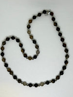 Genuine Smokey Onyx necklace with hypoallergenic stainless steel beads and clasp. 23.5”. EP114 FREE SHIPPING IN THE CONTINENTAL USA.