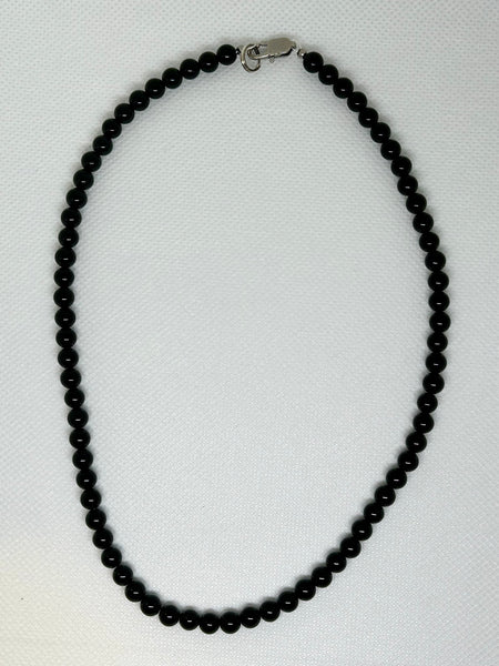 Genuine Black Onyx stone necklace with hypoallergenic stainless steel clasp.  18”. EP115 FREE SHIPPING IN THE CONTINENTAL USA.