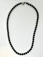 Genuine Black Onyx 6mm stone necklace with stainless steel beads and clasp.  19.5”.  EP116 FREE SHIPPING IN THE CONTINENTAL USA.