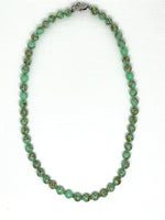 Genuine Gold Vein Howlite (in dyed green color) necklace with hypoallergenic stainless steel beads and clasp. EP118 FREE SHIPPING IN THE CONTINENTAL USA.