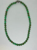 Genuine Gold Vein Howlite (in dyed green color) necklace with hypoallergenic stainless steel beads and clasp. EP118 FREE SHIPPING IN THE CONTINENTAL USA.