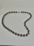 Handcrafted Jade and copper composite stone 20” necklace with hypoallergenic stainless steel beads and clasp.  EP140 FREE SHIPPING IN THE CONTINENTAL USA.
