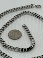 Stainless steel hypoallergenic giant box chain 20”. ST102 FREE SHIPPING IN THE CONTINENTAL USA.