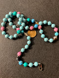 Handcrafted Howlite dyed turquoise necklace with hypoallergenic stainless steel. 24”. EP153