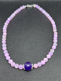 Handcrafted necklace in sterling silver with lavender and purple Jade. 16”. SR1122 FREE SHIPPING IN THE CONTINENTAL USA.