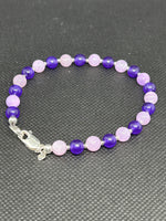Handcrafted sterling silver with lavender and Purple Jade 8” bracelet.  SR1123 FREE SHIPPING IN THE CONTINENTAL USA.
