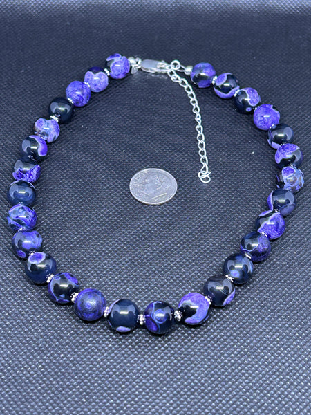 Handcrafted sterling silver necklace with Dragon Vein Agate stones.  14-16.5” adjustable.  SR1104 FREE SHIPPING IN THE CONTINENTAL USA.