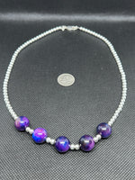 Handcrafted sterling silver necklace with 5  stones in Light Sugulite.  18”. SR1125 FREE SHIPPING IN THE CONTINENTAL USA.